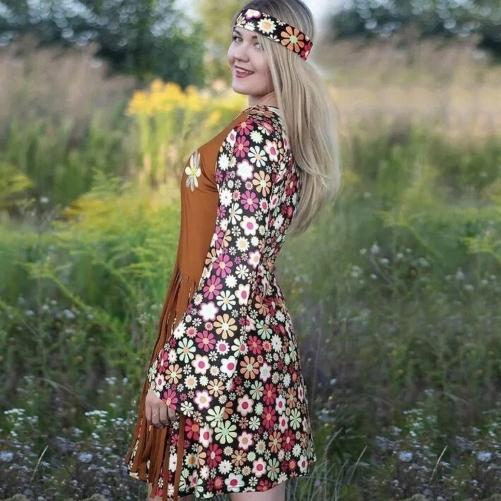 Hippie Party Outfit w/Accessories 70’s Costume 2XL - Picture 2 of 5